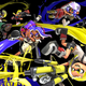 Artwork for Splatoon 3 shows a bunch of characters in various poses, firing paint all over.